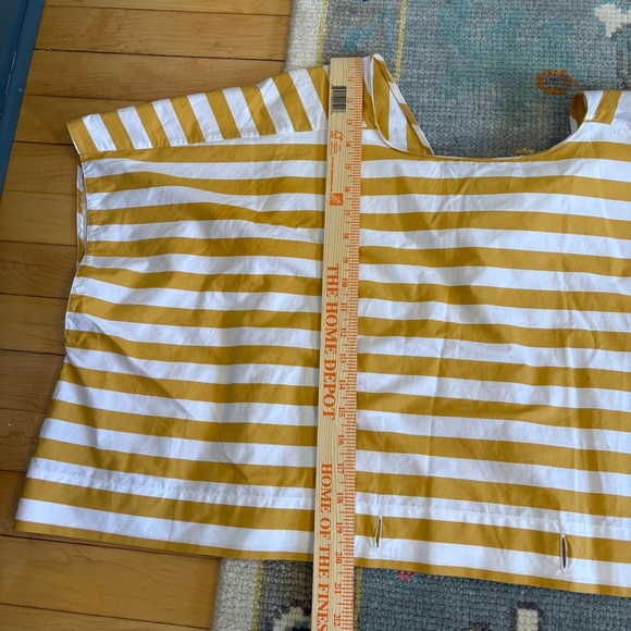 TELA Yellow Stripe Set Pencil Skirt Oversize Top Button Cotton Size L - Picture 5 of 16